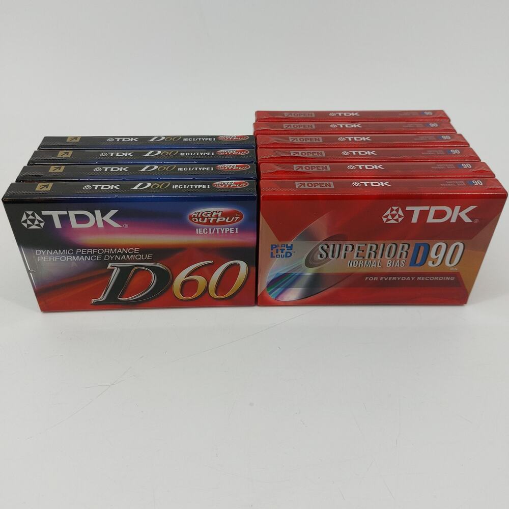 TDK Blank Cassettes D60 D90 Sealed Music Recording Lot of 10